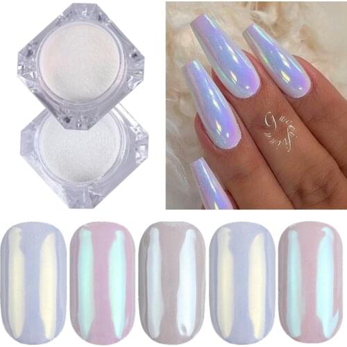 1 Box Pearl Nail Glitter Powder Shimmer Effect Chrome Pigment for UV Gel Polish Shimmer Dip Mirror Dust DIY Nail Decoration