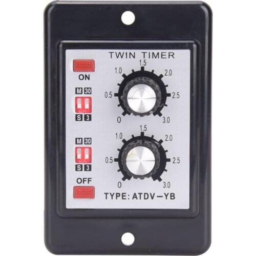 AC 110V 220V Time Delay Relay Knob Control Time Switch Relay On Off Twin Timer Relay ATDV-YB 50/60Hz