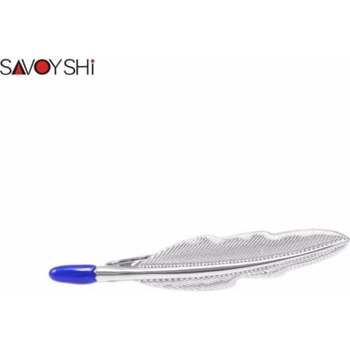 SAVOYSHI Novelty Feather Tie Clips for Gentleman Necktie Clamp Clasp Tie Accessories Fashion Wedding Gift Brand Jewelry