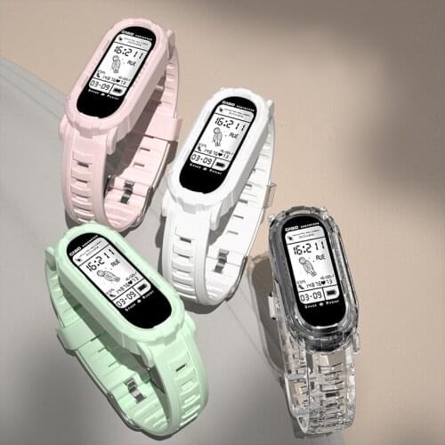 All-in-one Glacier Transparent Strap Suitable For Xiaomi Bracelet 3/4/5/6/NFC Universal Watch Sport Rubber Electronic Wind Strap