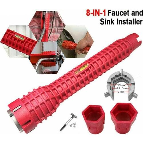8 In 1 Faucet Sink Installer Multi-purpose Wrench Plumbing Tool for Toilet Bowl Bathroom Kitchen Repair Installation Hand Tool