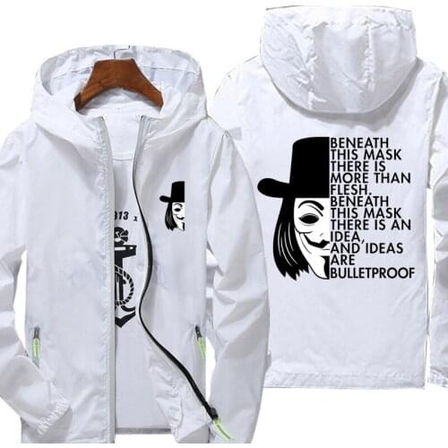Spring summer 2021 V for Vendetta new jacket for men and women casual windbreaker zipper thin hooded mens jacket