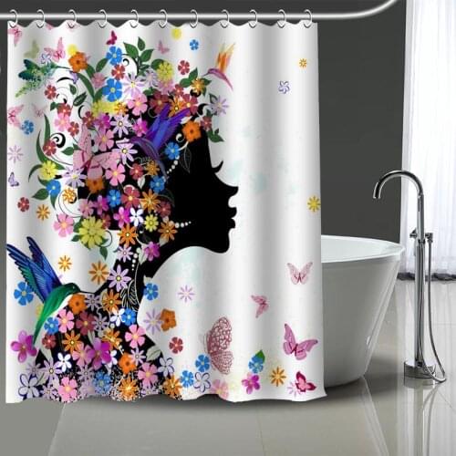 Flower Fairy Shower Curtain Waterproof Woman Flowers Curtains Bathroom Decor with Hooks Custom your image 165X180cm180X200cm