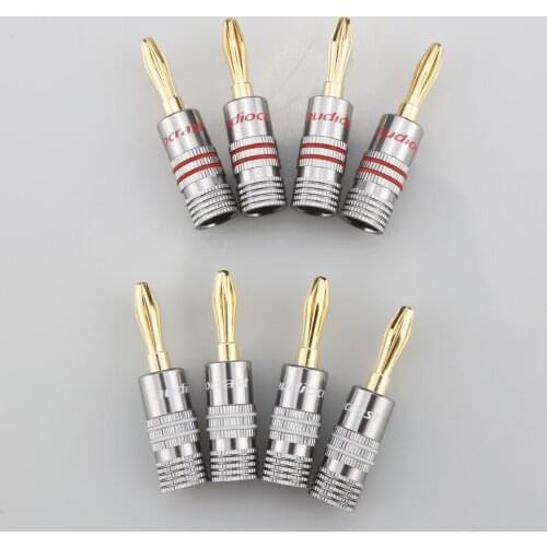 High Quality 8PCS 24K Gold Audiocrast B840G Speaker Banana Plug Adapter Wire Connector Gold Plated