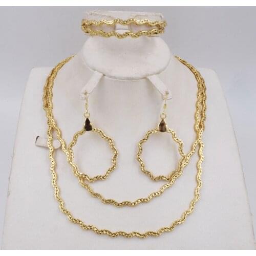 High Quality Dubai Italy 750 Gold color Jewelry BIG Set For Women african beads jeweLry fashion necklace set earring