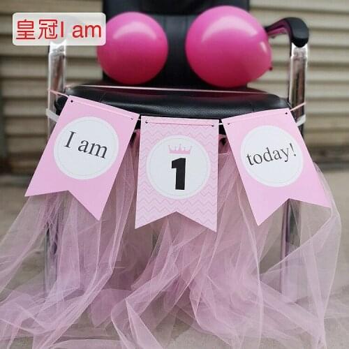 Ynaayu 3pcs/1set Baby 1 Year Old Birthday Banner I am One Baby Showe Hanging Garlands Cute String Flags Birthday Party Decorate