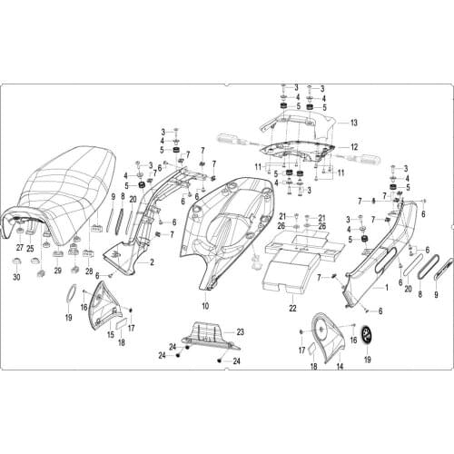 Seat side cover parts rear fender front part battery sponge cushion page Of Benelli BJ500 Leoncino 500