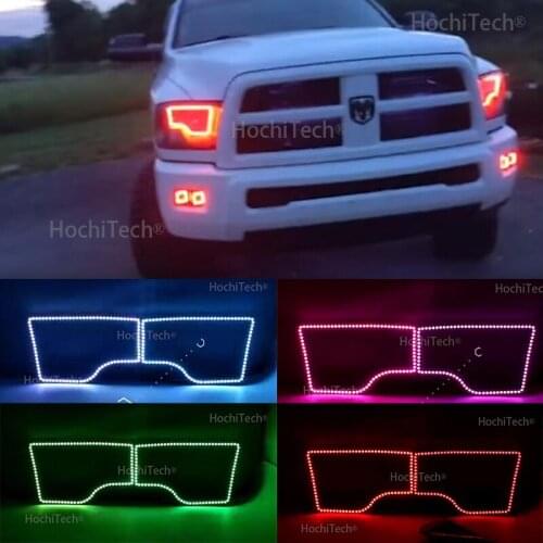 For Dodge ram parts led headlight rgb color changing halos rings kits for Dodge Ram OEM Projector Outline 2009-2016