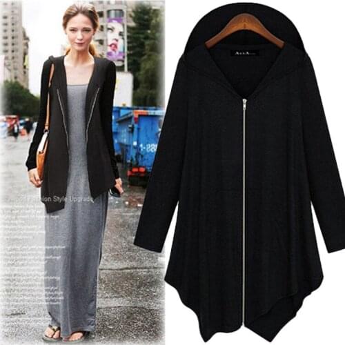 Jaqueta Feminina Casaco Early Autumn New Even Hat Irregular Cardigan Loose Coat Will Code Suit-dress Long Fund Zipper Jacket