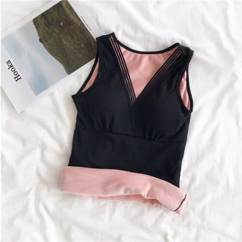 Ff3208 2019 new Korean Plush warm waistcoat suspender for womens slim body solid color thickened base vest woman clothes