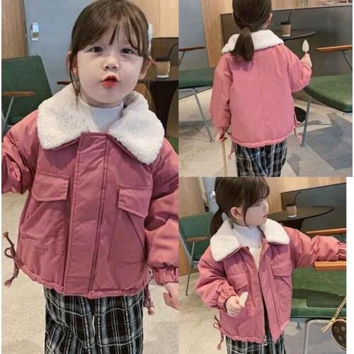 Winter Toddler Girls Down Jackets Kids Korean Style Thicken Warm Coats Furry Collar Pockets Baby Fashion Jacket for Girls 2-7 Y