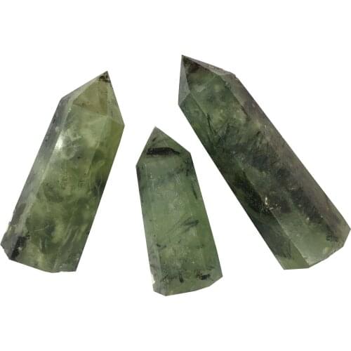 1pcs Natural Polished Crystal Green Prehnite Tower Chiltonite Point For Decoration