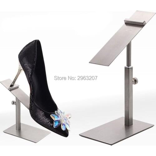 10PCS Silver Rose Gold Stainless Steel Shoes Display Stand Racks Adjustable Metal Shoe Showing Display Holder