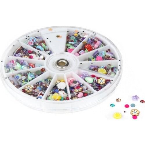 1200pcs Professional Wheel Mixed Nail Art Tips Glitters Rhinestones Slice Decoration Manicur New