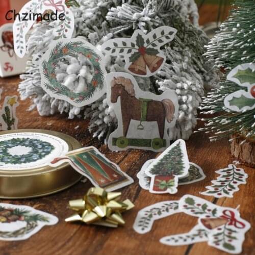 Chzimade 40Pcs Merry Christmas Scrapbooking Hand Account Paper Sticker For Diary Home Decoration Diy Material Stickers