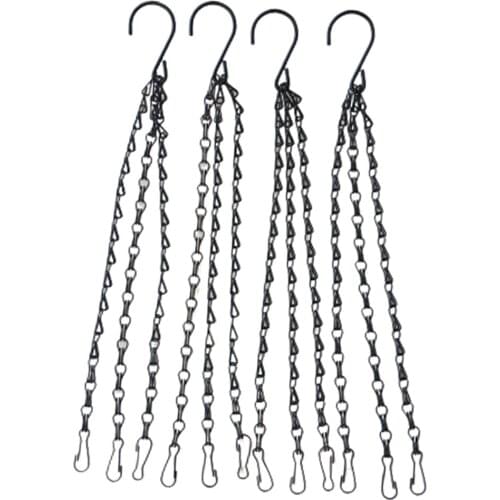 4x Iron Flowerpot Chain Hooks Bird Feeders Hangers Wind Chimes Hanging Hook