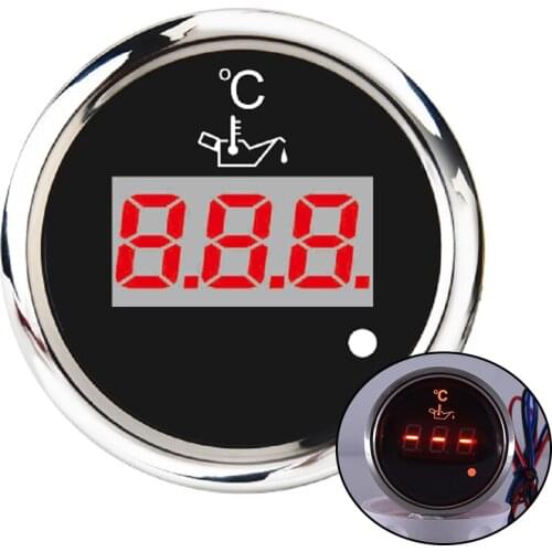52mm Oil Temperature Gauge Car Oil Temp Meter 50-150 Celsius Red Digital LED Readout Display With Alarm 12V 24V