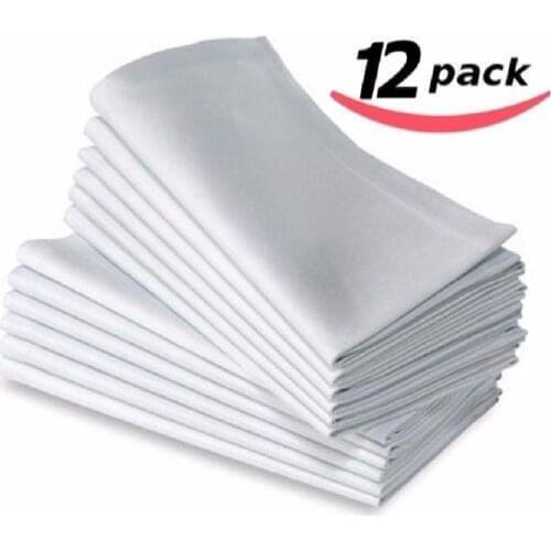 61 12PC COTTON RESTAURANT DINNER CLOTH LINEN WHITE 50x50cm PREMIUM HOTEL NEW NAPKINS