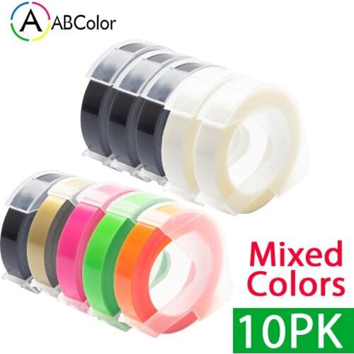 9mm Compatible for Dymo 3D Embossing PVC Label Tapes 10Pcs Black Blue for Dymo Motex E101 E202 303 1610 1540 Manual Label Maker