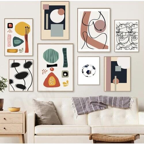 Abstract Geometric Canvas Poster Line Face Body Painting Sun Hubby Wall Art Print Pictures Nordic Simple Bedroom Interior Decor