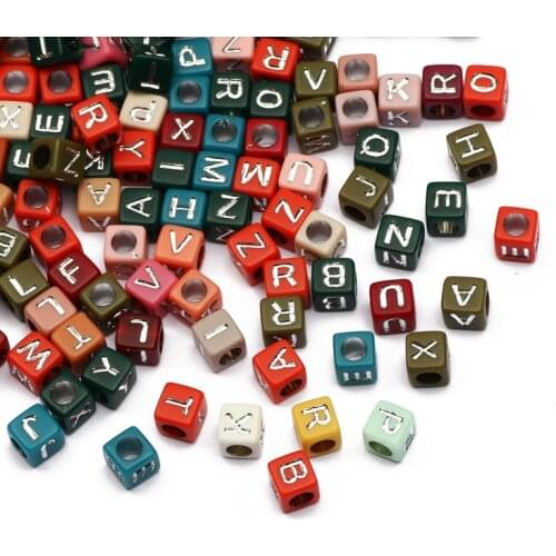 Acrylic Spacer Beads Letter Beads Square Random Alphabet Accessories For Jewelry Making DIY Childrns Charm Bracelet Necklace