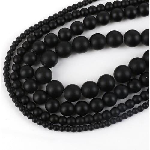 4/6/8/10/12mm Black Scrub Dull Polish Matte Frosted Mature Glass Beads Loose Spacer Beads For DIY Jewelry Making Hot Selling