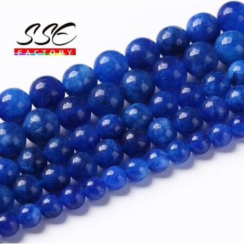Natural Kyanite Jades Blue Stone Beads For Jewelry Making Round Loose Spacer Beads Diy Bracelet Accessories 4-10mm 15" Wholesale