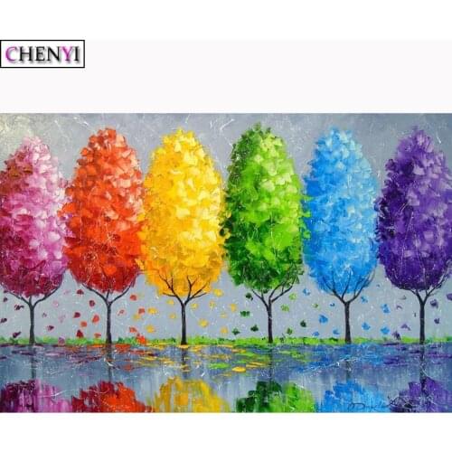 CHENYI 5D DIY Diamond Painting Tree Seasons Diamond Embroidery Cross Stitch Kits Mosaic Paint By Number Home Decoration Gift