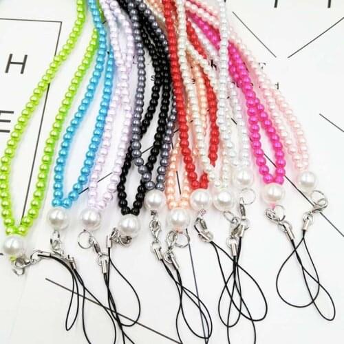 Fashion Pearl Mobile Phone Straps Lanyard Accessories Neck Strap Keychains Charms Keyring Buckle Rope Universal Lanyard Rope
