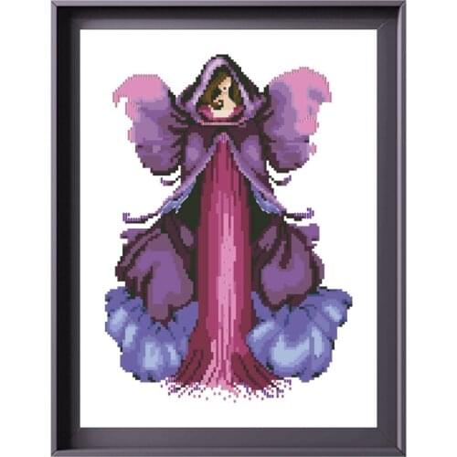 Purple fairy cross stitch kit aida fabric 18ct 14ct 11ct unprint canvas cotton thread cross stitch kits for adults