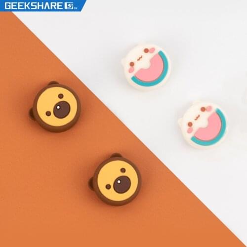 GeekShare 4PCS Silicone Joy Con Thumb Grip Set Joystick Caps for Switch and Switch Lite -- Mousse bear Watermelon cat