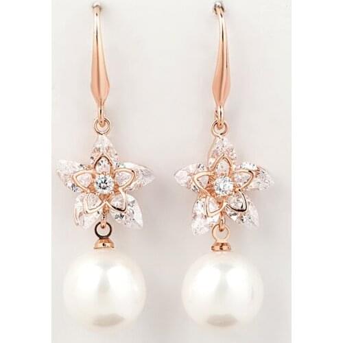 Hot Sale New Jewelry Zircon Imitation Pearl Crystal Flower Geometry Stud Earrings For Women Statement Ear Jewelry Wholesale