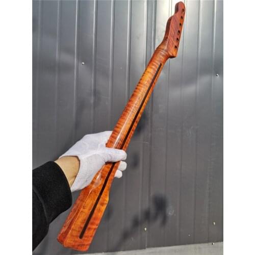 #31 Tiger Flam Maple Electric Guitar Neck 21 fret 25.5 inch Mapel Fretboard Unfinished #S4