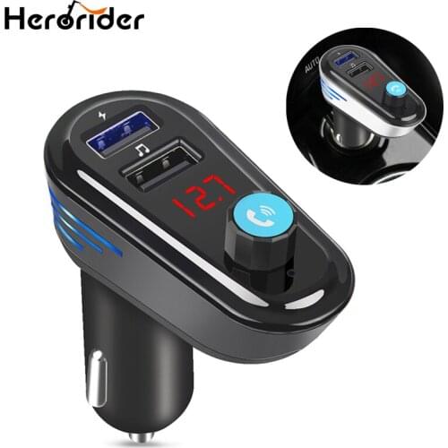 Herorider Smart USB Charger Mp3 Bluetooth FM Transmitter Modulator Audio Player Handsfree Car Kit Auto FM Modulator Hand free