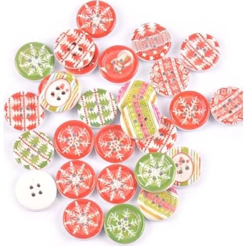 50Pcs/Lot Painting Round Wooden Buttons Sewing Clothing Accessories Scrapbooking DIY Kid Crafts Supplies Home Decor 18mm m2690