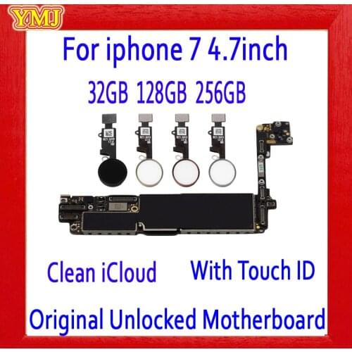 32gb 128gb 256gb for iphone 7 4.7inch Motherboard With Touch ID/Without Touch ID 100% Original unlocked for iphone 7 Logic board