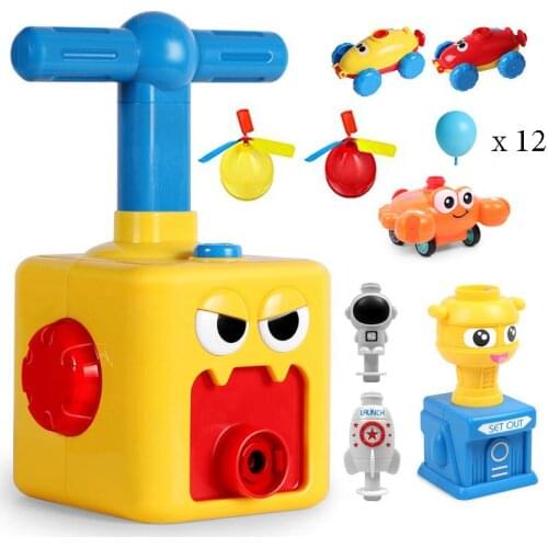 Cartoon Bee Pig Bear Kids NEW Power Aerodynamic Balloon Car Rocket Launch Tower Vehicle Gift Science Experimen Puzzle Toy