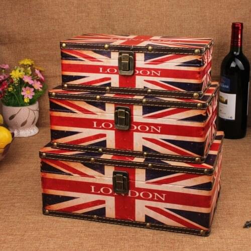 2015 new hot retro Union Jack British style wooden storage box set wholesale wooden storage box