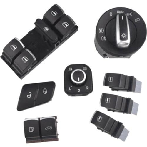 8Pcs/Lot Window Headlight Auto Mirror Tailgate Fuel Door Switch for Passat B6 Tiguan 3C0962125B 5ND959565A 5ND941431B