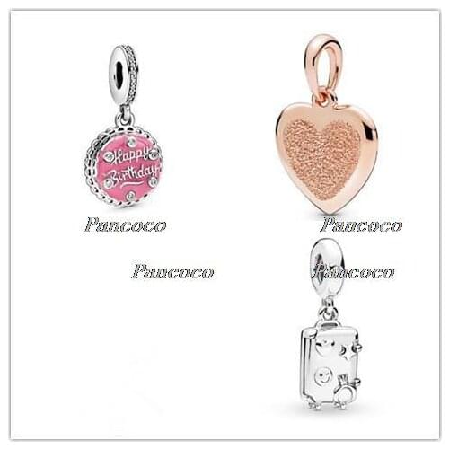 925 Sterling Silver Charm Rose Matte Brilliance Heart Pendant Beads Fit Women Pandora Bracelet & Necklace Diy Jewelry