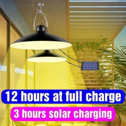 Solar Pendant Light Outdoor Indoor Lighting LED Solar Chandelier Lamp 5V Courtyard Emergency Ampoule Bulb 15W 20W Camping Lamp
