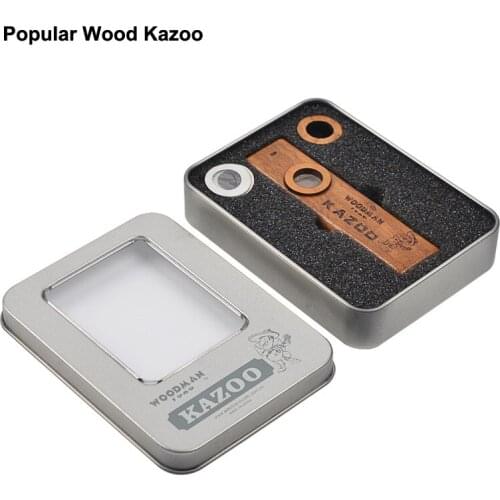 Popular Kazoo Orff Instruments Wood Pallets Wooden Flute Woodman Ukulele Guitar Partner Wood Harmonica With Metal Box free ship