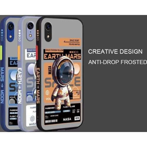 Cute Cartoon Astronaut Camera Protection Shockproof Cover For iPhone XR Liquid Silicone Bumper Case