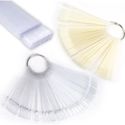 1Set False Nail Tips Fan Nature Nail Art Display Practice Tool Transparent Nail Capsule Fake Nail Manicure Acrylic UV Gel Polish