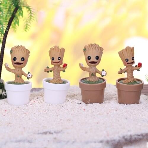 Dropshipping Mini Baby Groot Flowerpot Figure Collection Miniature Model Toy for Home Office Table Decoration Kids Gifts