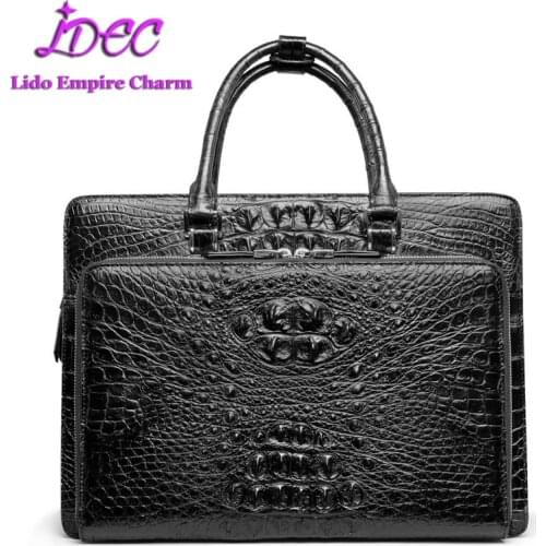 High Quality Luxury Men Genuine Leather Handbags Real Crocodile Skin Briefcase for Laptop 14‘’ Top-Handle Bags For Men Business