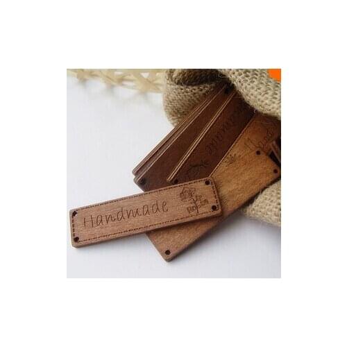Hand made tag button board wood label ZAKKA ancient ways DIY craft 6.4X1.7X0.3cm 50pcs A100