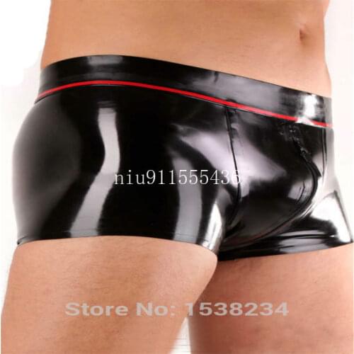 Sexy Natural Latex Underwear Boxer Shorts Briefs Handmade Men Short Pants Front Zip kakegurui cosplay costume