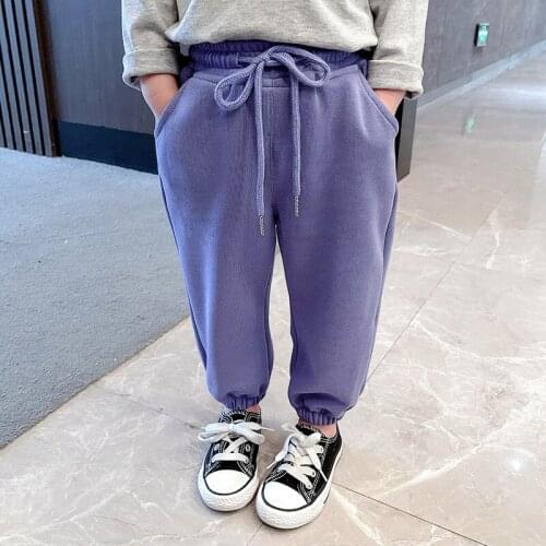 Kids Pants 2021 New Korean Style Spring Fashion Cotton Casual Loose Sweatpants Autumn Girls Boys Solid Sport Trousers