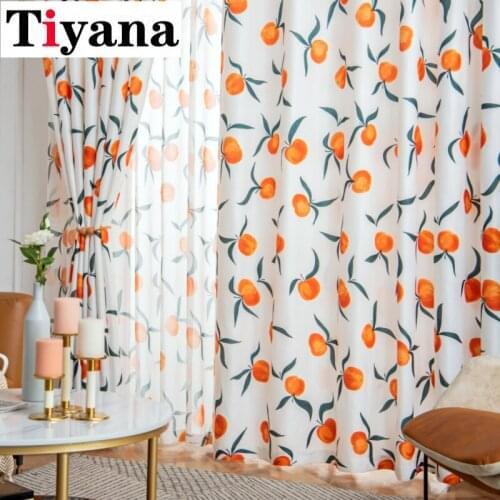 Cartoon Tangerine Living Room Curtain Nordic Bedroom Window Insulation Sunscreen Semi-Blackout Curtain Drapes JK075Z
